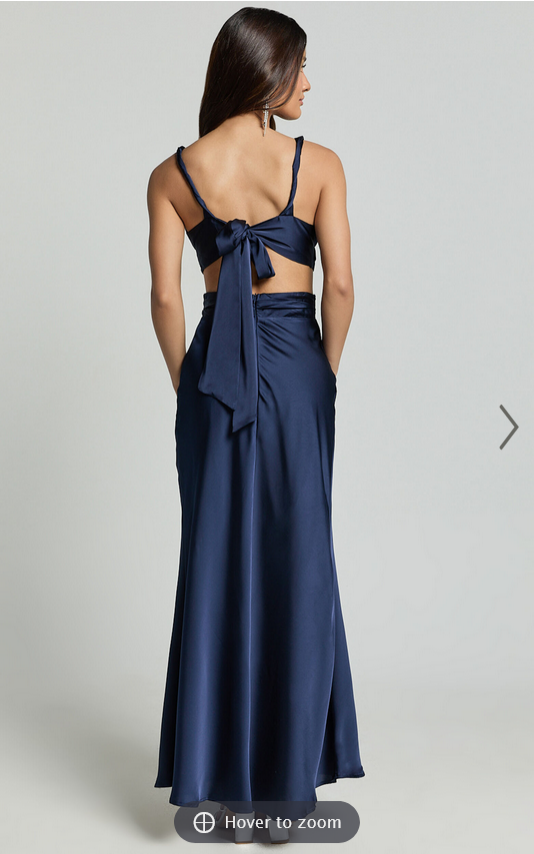 Showpo Adora Maxi Dress - V Neck Cut Out Dress in Navy