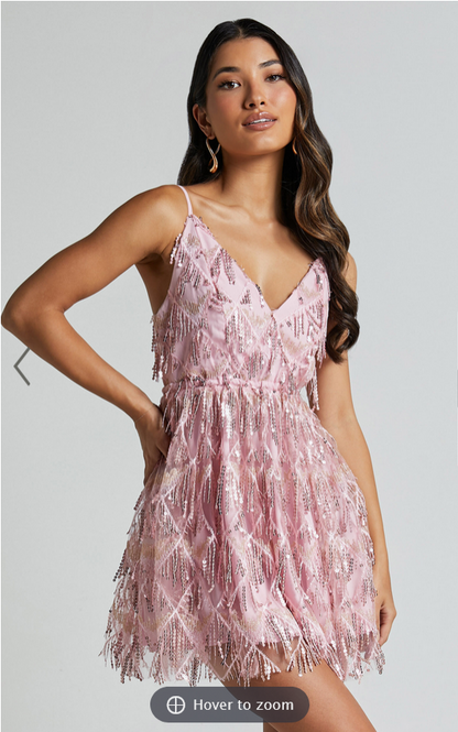 Showpo Khrizza Mini Dress - Sequin Gathered Dress