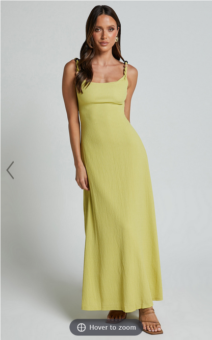 Showpo Brie Midi Dress - Scoop Neck Knit Slip Dress in Chartreuse