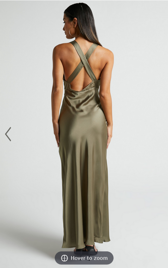 Showpo Khalani Midi Dress - Deep V Neck Satin Slip Dress