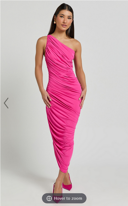 Showpo Lovlin Midi Dress - One Shoulder Ruched Dress