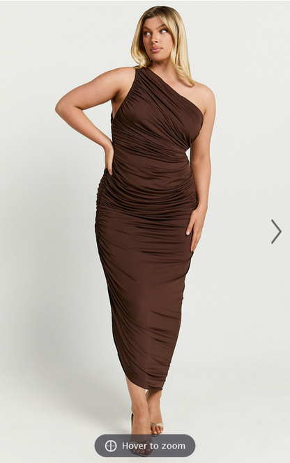 Showpo Lovlin Midi Dress - One Shoulder Ruched Dress