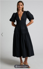 Showpo Mellie Midi Dress - Puff Sleeve Plunge Tiered Dress