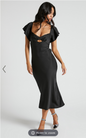 Showpo Emberlynn Midi Dress - Flutter Sleeve Cut Out Satin Dress