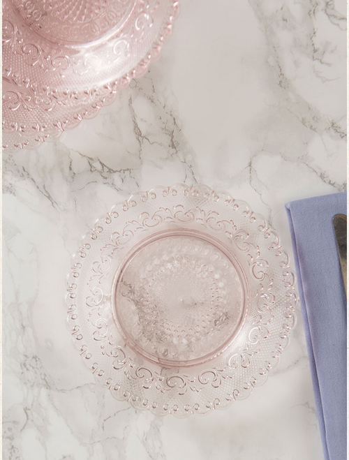 April Cornell Chantilly Glass Plates Set of 4 - Pink