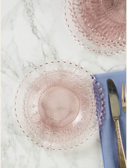 April Cornell Chantilly Glass Plates Set of 4 - Pink