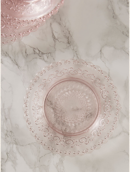 April Cornell Chantilly Glass Plates Set of 4 - Pink