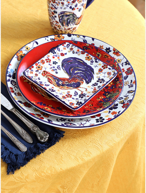 April Cornell Morning Rooster Dinner Plate (x2)