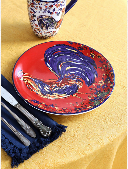 April Cornell Morning Rooster Salad Plate (x2)