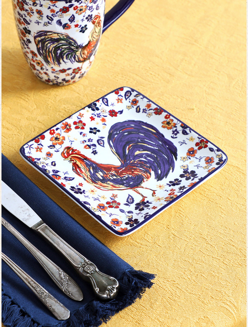 April Cornell Morning Rooster Canape Plate (x3)