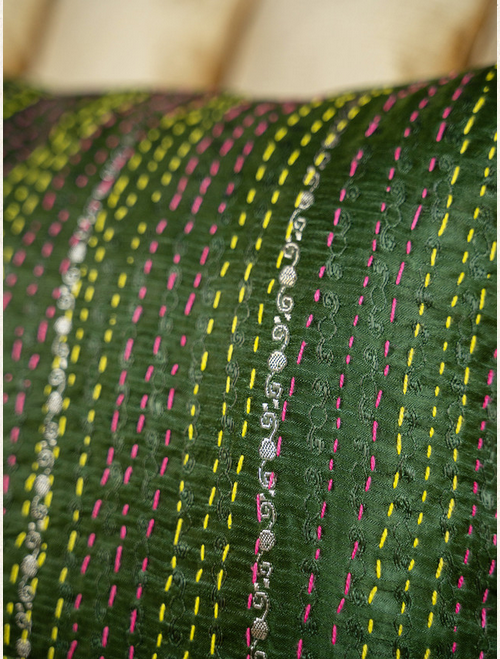 April Cornell Luxurious Kantha Cushion Cover - Forest Green (x2)