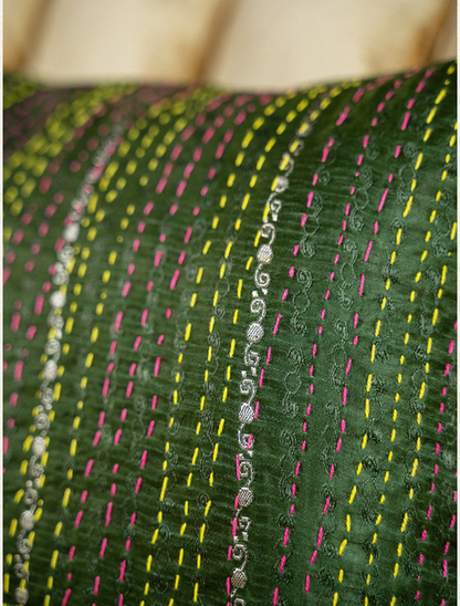 April Cornell Luxurious Kantha Cushion Cover - Forest Green (x2)