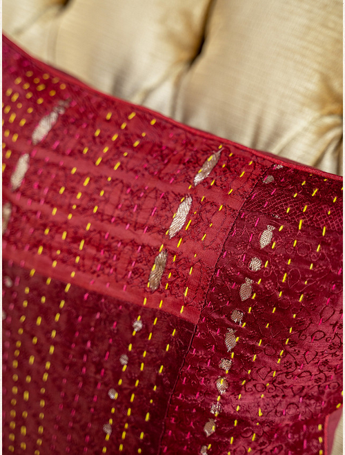 April Cornell Luxurious Kantha Cushion Cover - Dark Pink (x2)