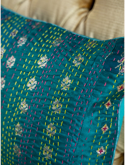 April Cornell Luxurious Kantha Cushion Cover - Teal (x2)