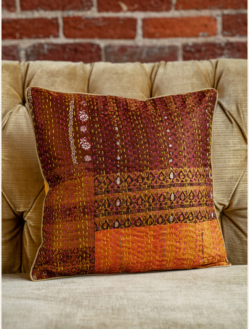 April Cornell Luxurious Kantha Cushion Cover - Terracotta (x2)