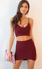 Lucy in the Sky Poppy Two Piece Set In Burgundy