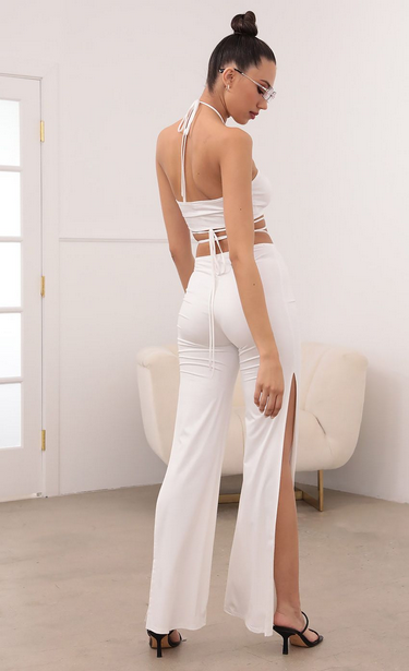Lucy in the Sky Suede Wrap Two Piece Set in Navy