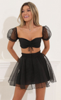 Lucy in the Sky Baby Doll Two Piece Set in Black Dots