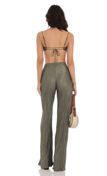 Lucy in the Sky Pleated Two Piece Set in Green