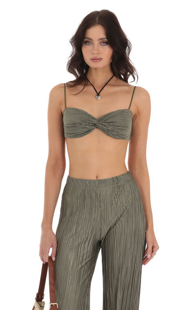 Lucy in the Sky Pleated Two Piece Set in Green