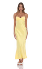 Lucy in the Sky Satin Back Tie Maxi Dress in Yellow