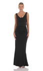 Lucy in the Sky Pearl Open Back Maxi Dress in Black