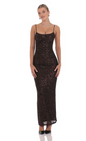 Lucy in the Sky Copper Sequin Bodycon Maxi Dress in Black
