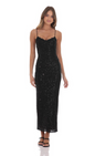 Lucy in the Sky Lace Trim Sequin Maxi Dress in Black