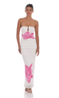 Lucy in the Sky Embellished Floral Bodycon Maxi Dress in White