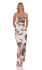 Lucy in the Sky Embellished Floral Bodycon Maxi Dress in Brown