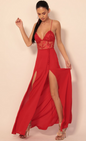 Lucy in the Sky Lace Maxi Dress in Red