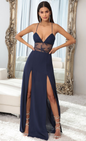 Lucy in the Sky Lace Maxi Dress in Navy