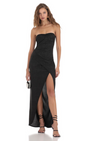 Lucy in the Sky Shimmer Mesh Strapless Maxi Dress in Black