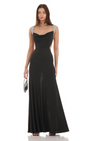 Lucy in the Sky Silver Sequin Open Back Cowl Neck Dress in Black