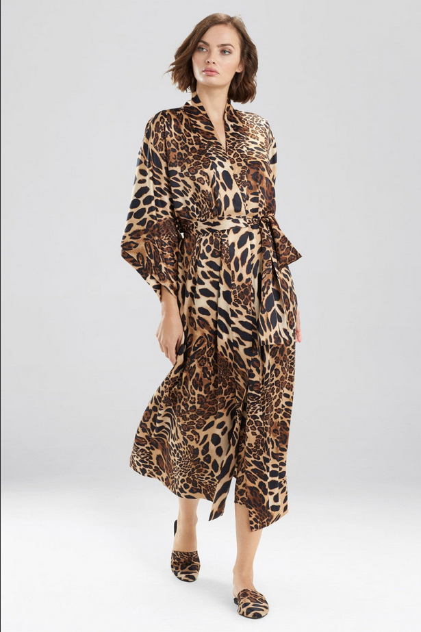 NATORI Luxe Leopard Robe - Chestnut