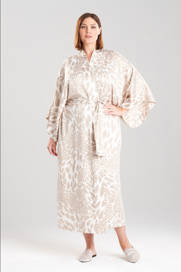 NATORI Luxe Leopard Robe - Sand Taupe