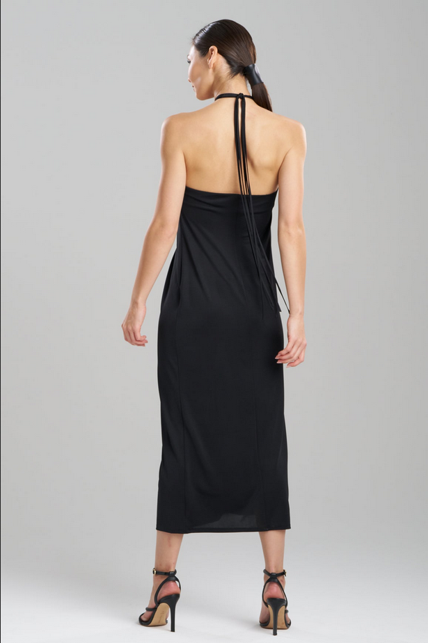 NATORI Solid Jersey Halter Dress - Black