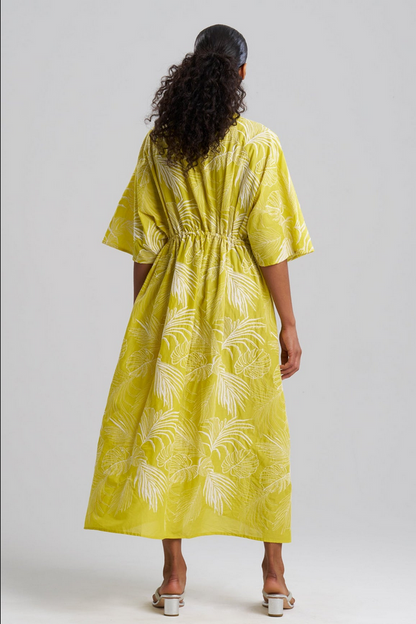 NATORI Palm Caftan Dress - Citron