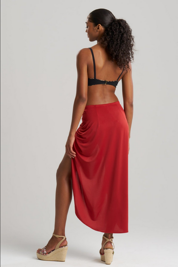 NATORI Solid Jersey Pareo - Spicy Red