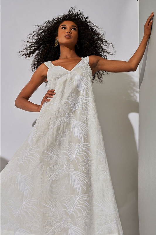 NATORI Palm Maxi Dress - White