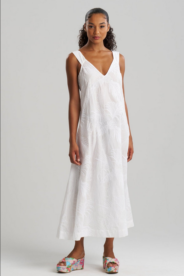 NATORI Palm Maxi Dress - White