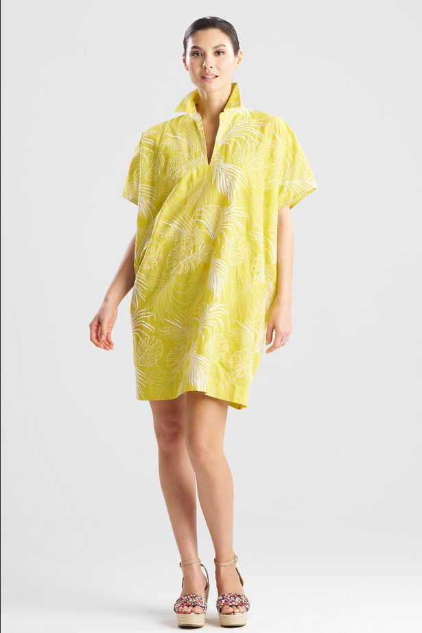 NATORI Palm Oversized Caftan - citron