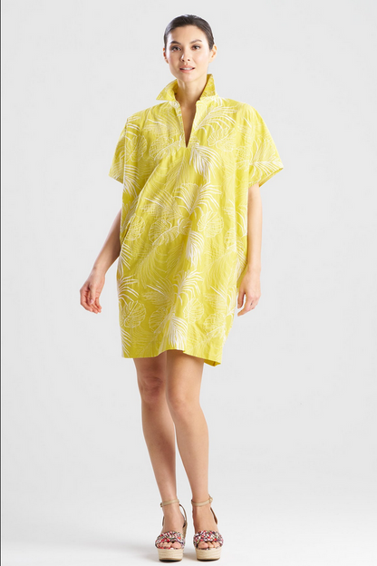 NATORI Palm Oversized Caftan - citron