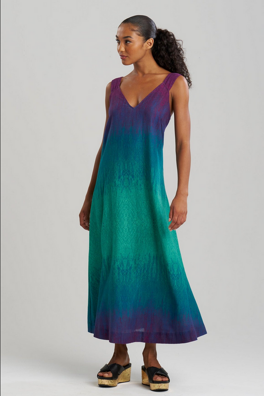 NATORI Ombre Printed Gauze Maxi Dress