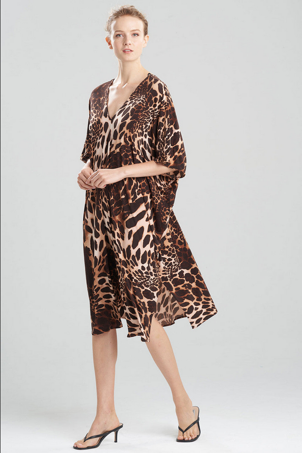 NATORI Leopard Jersey Caftan - natural