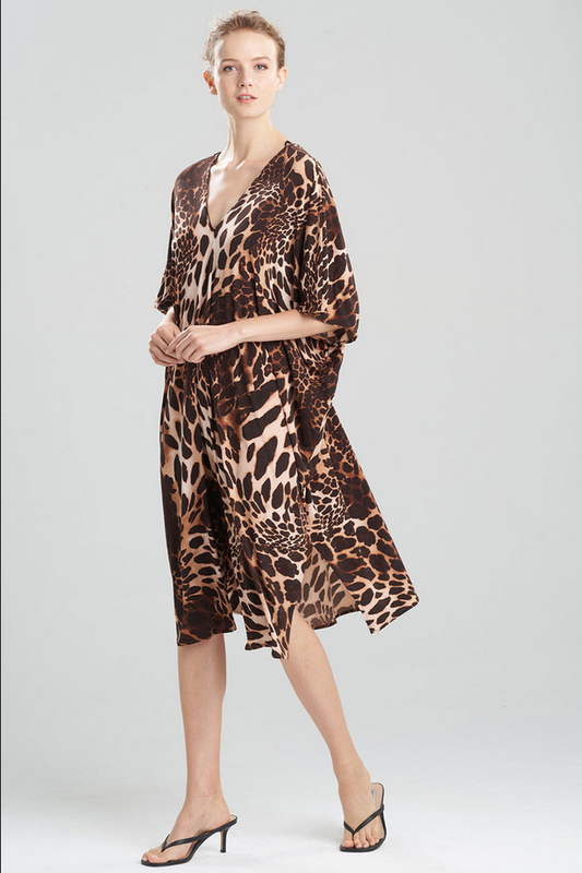 NATORI Leopard Jersey Caftan - natural