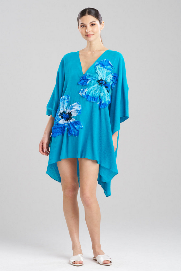 NATORI Cotton Gauze Applique Caftan Cover-Up