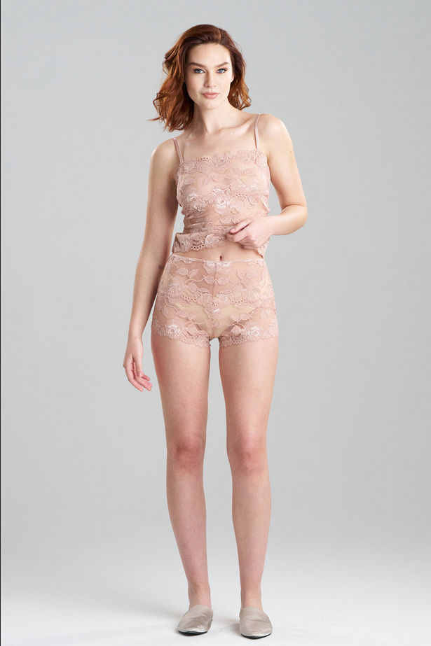 NATORI Imagine Allover Lace Boyshorts - Rose Petal