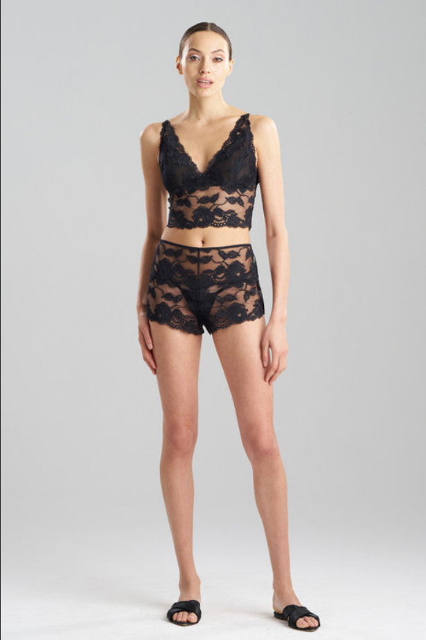 NATORI Imagine Allover Lace Boyshorts - Black