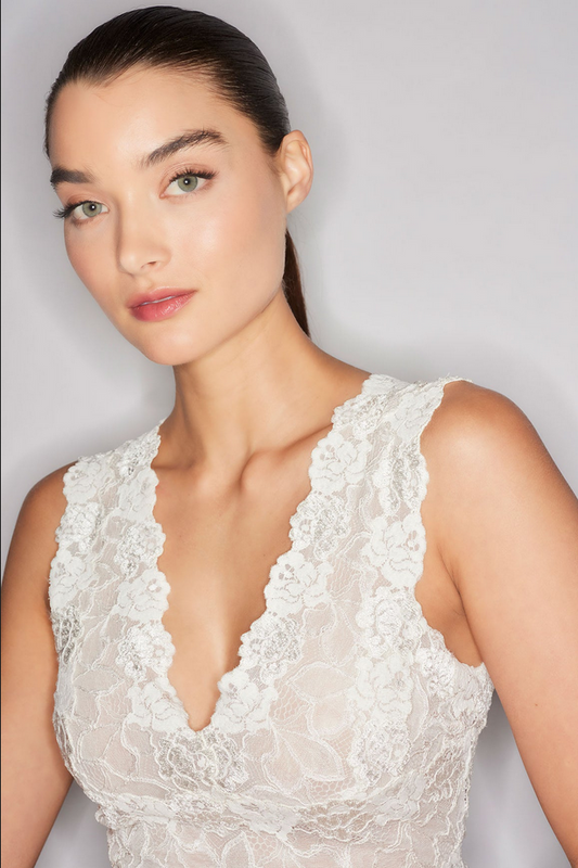 NATORI Rose Parfait Allover Lace Tank - warm white